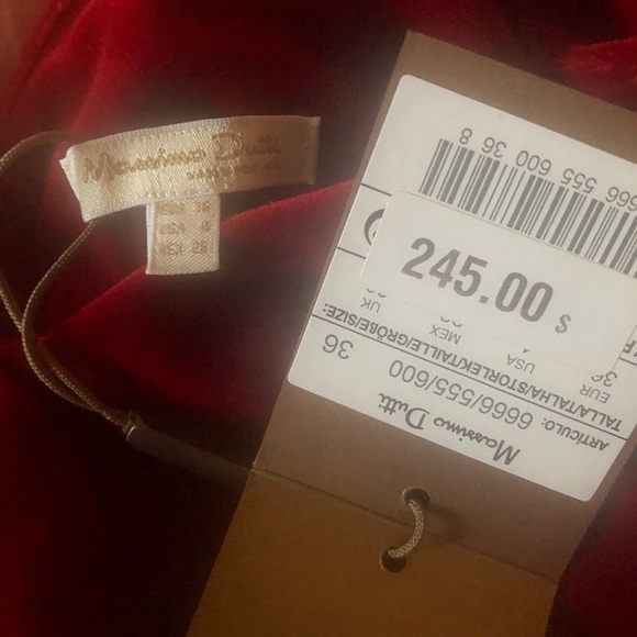 NWT Massimo Dutti Red Velvet Dress sz 4 - Picture 3 of 8